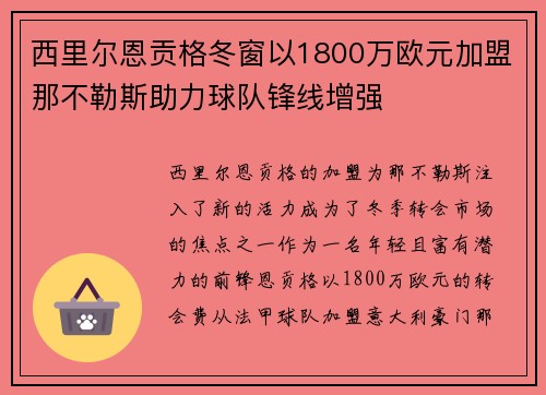 西里尔恩贡格冬窗以1800万欧元加盟那不勒斯助力球队锋线增强